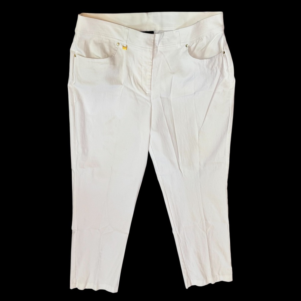J Collection White Capri Pants‎ Stretch Casual Comfort Size 16